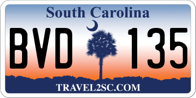 SC license plate BVD135