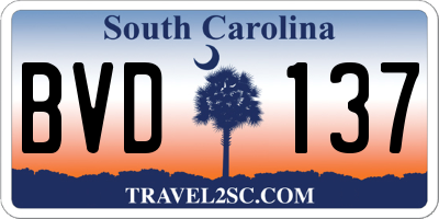 SC license plate BVD137
