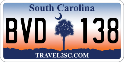SC license plate BVD138
