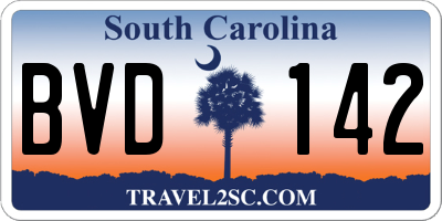 SC license plate BVD142