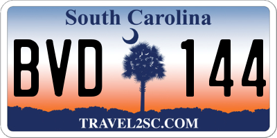 SC license plate BVD144