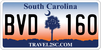 SC license plate BVD160