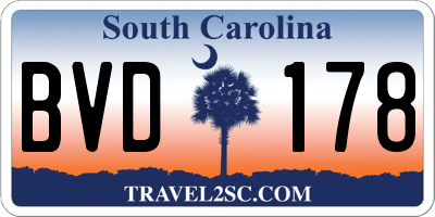 SC license plate BVD178