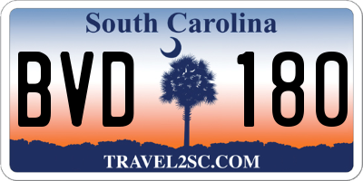 SC license plate BVD180