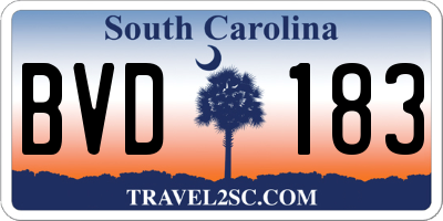 SC license plate BVD183