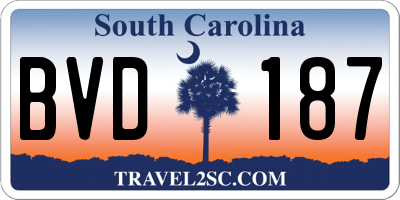 SC license plate BVD187