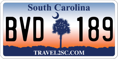 SC license plate BVD189