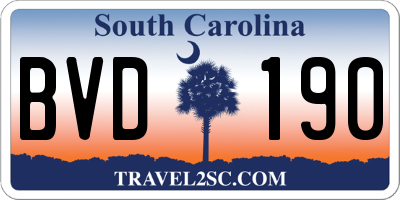 SC license plate BVD190