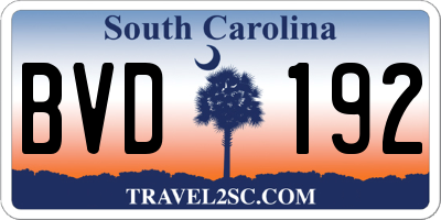 SC license plate BVD192