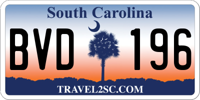 SC license plate BVD196