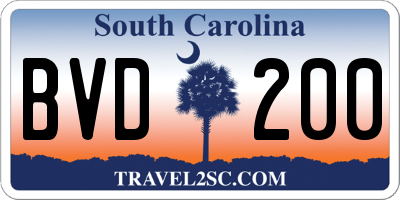 SC license plate BVD200