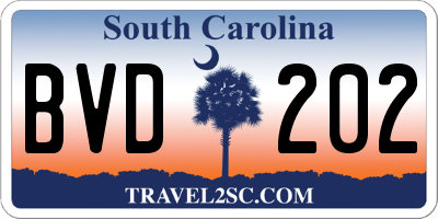 SC license plate BVD202