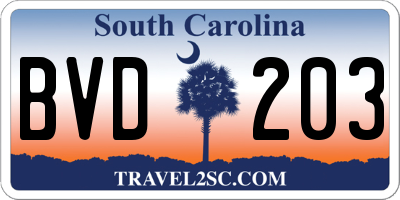 SC license plate BVD203