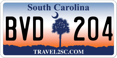 SC license plate BVD204