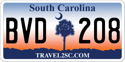 SC license plate BVD208
