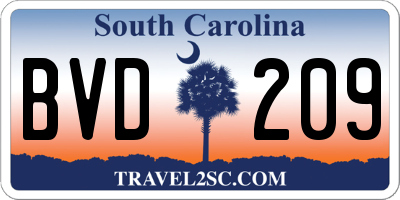 SC license plate BVD209