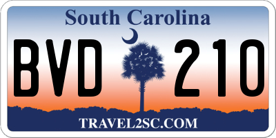 SC license plate BVD210