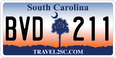 SC license plate BVD211