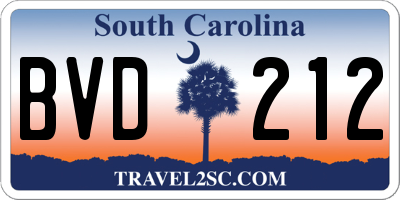 SC license plate BVD212