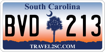 SC license plate BVD213