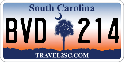 SC license plate BVD214