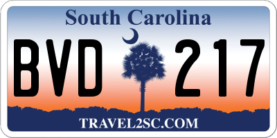 SC license plate BVD217