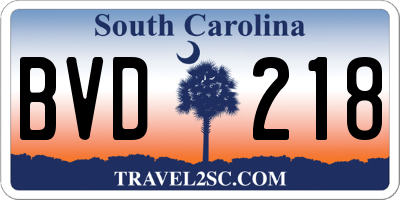 SC license plate BVD218