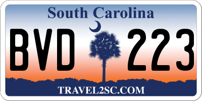 SC license plate BVD223