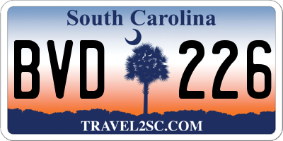 SC license plate BVD226