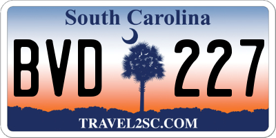 SC license plate BVD227