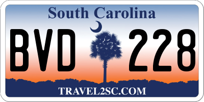 SC license plate BVD228