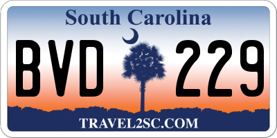 SC license plate BVD229