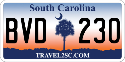 SC license plate BVD230