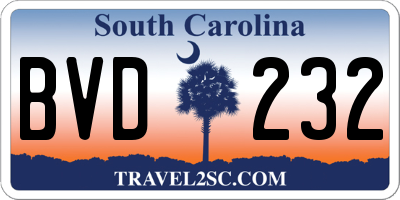 SC license plate BVD232
