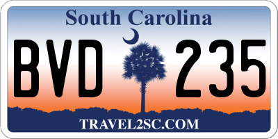 SC license plate BVD235