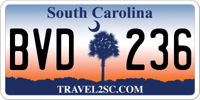 SC license plate BVD236