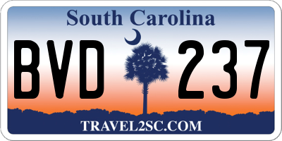 SC license plate BVD237