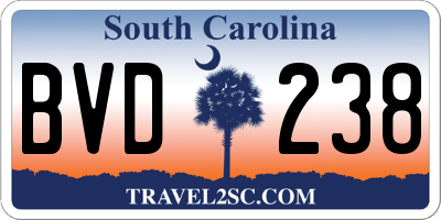 SC license plate BVD238