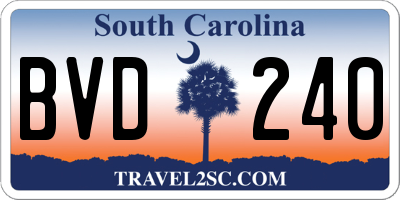 SC license plate BVD240
