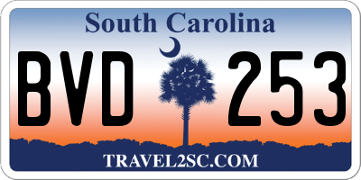 SC license plate BVD253