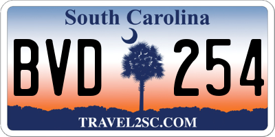 SC license plate BVD254