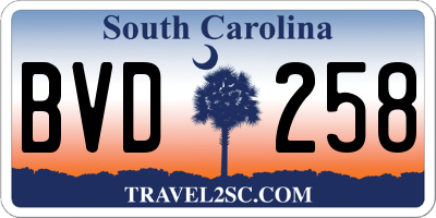 SC license plate BVD258