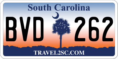 SC license plate BVD262