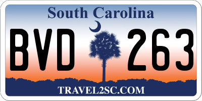 SC license plate BVD263