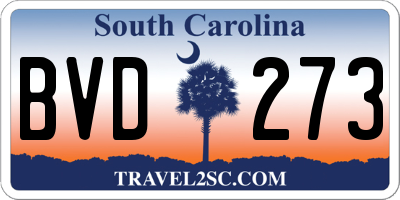 SC license plate BVD273
