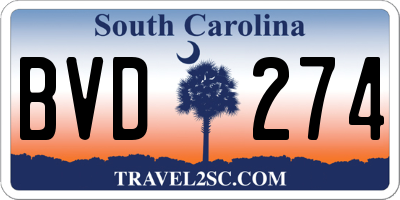 SC license plate BVD274