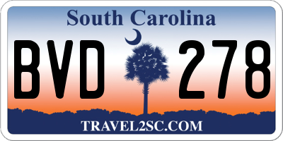 SC license plate BVD278