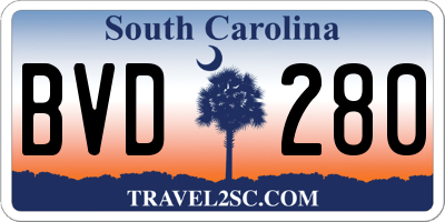 SC license plate BVD280