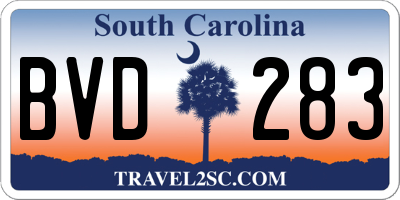 SC license plate BVD283
