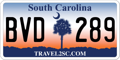 SC license plate BVD289